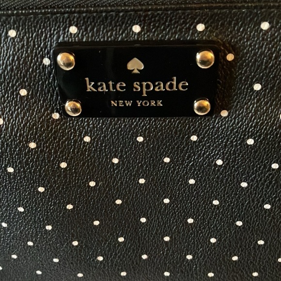 Kate Spade: Gia Kennywood Black with Cream Polka Dots Zip Pouch - Picture 2 of 16